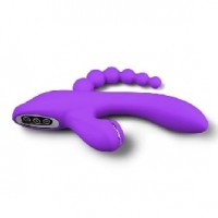 Vibrator 7 function, w/3 speed Clitoral Sucking, Anal Beads, Rechargeable, Silicone, PURPLE